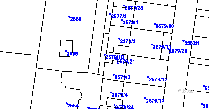 Parcela st. 2579/18 v KÚ Vyškov, Katastrální mapa
