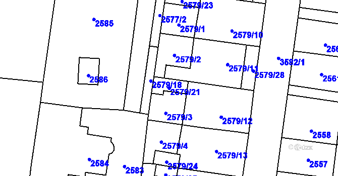 Parcela st. 2579/21 v KÚ Vyškov, Katastrální mapa