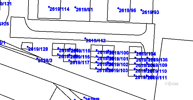 Parcela st. 2619/96 v KÚ Vyškov, Katastrální mapa