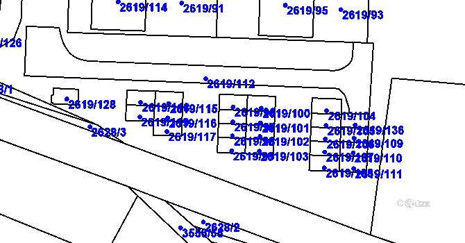 Parcela st. 2619/97 v KÚ Vyškov, Katastrální mapa