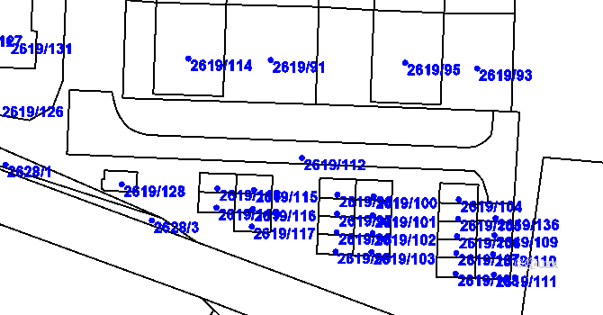 Parcela st. 2619/112 v KÚ Vyškov, Katastrální mapa