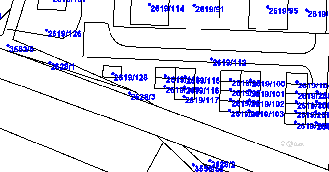 Parcela st. 2619/119 v KÚ Vyškov, Katastrální mapa