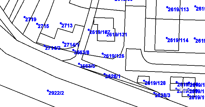 Parcela st. 2619/126 v KÚ Vyškov, Katastrální mapa