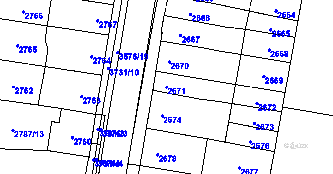 Parcela st. 2671 v KÚ Vyškov, Katastrální mapa