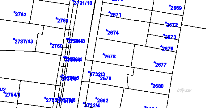 Parcela st. 2678 v KÚ Vyškov, Katastrální mapa
