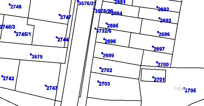 Parcela st. 2699 v KÚ Vyškov, Katastrální mapa