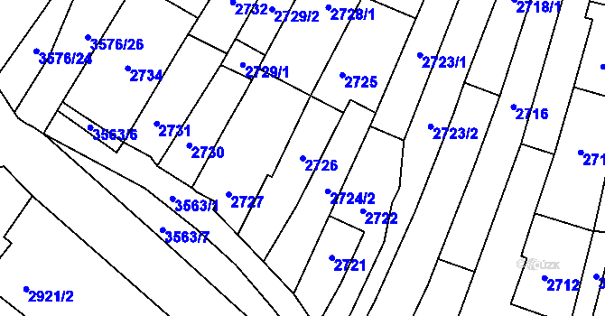Parcela st. 2726 v KÚ Vyškov, Katastrální mapa