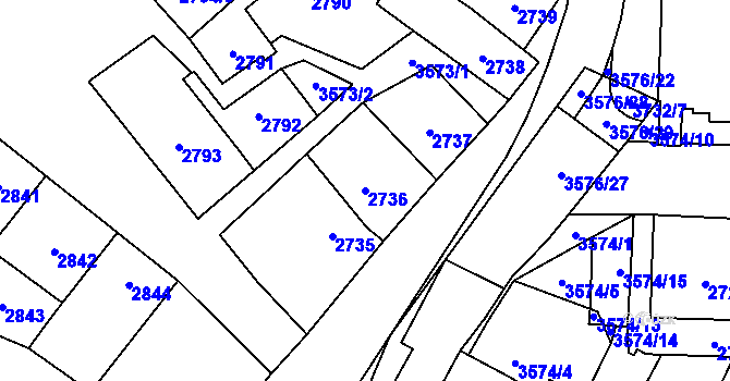 Parcela st. 2736 v KÚ Vyškov, Katastrální mapa