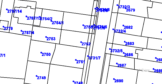 Parcela st. 2752 v KÚ Vyškov, Katastrální mapa