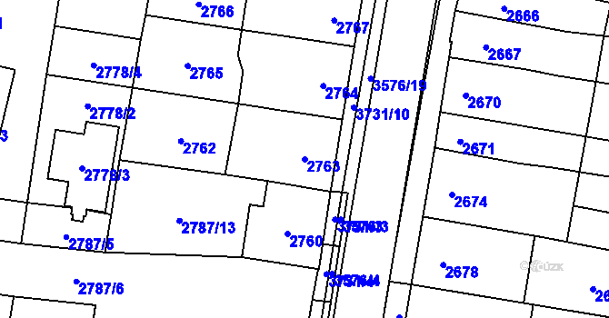 Parcela st. 2763 v KÚ Vyškov, Katastrální mapa