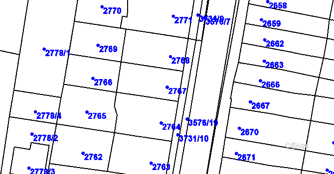 Parcela st. 2767 v KÚ Vyškov, Katastrální mapa