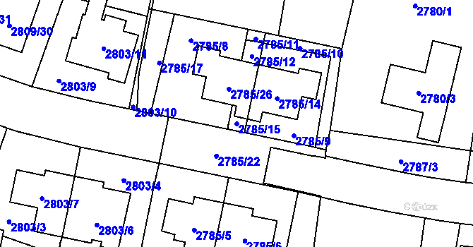 Parcela st. 2785/15 v KÚ Vyškov, Katastrální mapa
