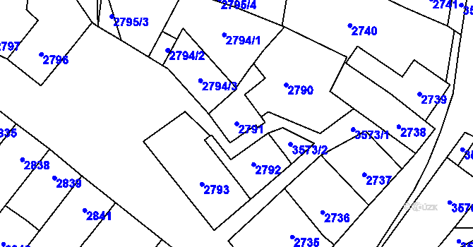 Parcela st. 2791 v KÚ Vyškov, Katastrální mapa