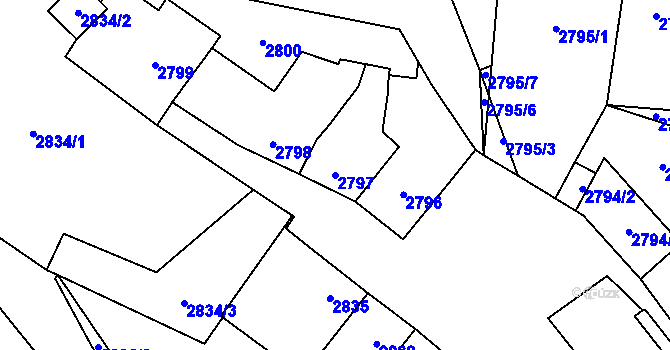 Parcela st. 2797 v KÚ Vyškov, Katastrální mapa