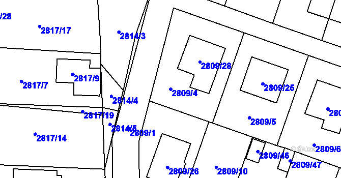 Parcela st. 2809/4 v KÚ Vyškov, Katastrální mapa