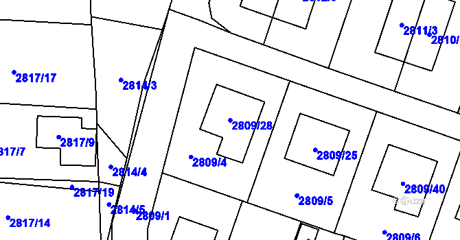 Parcela st. 2809/28 v KÚ Vyškov, Katastrální mapa
