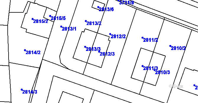 Parcela st. 2812/3 v KÚ Vyškov, Katastrální mapa