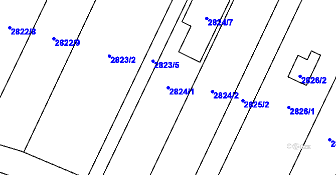Parcela st. 2824/1 v KÚ Vyškov, Katastrální mapa