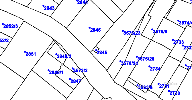 Parcela st. 2846 v KÚ Vyškov, Katastrální mapa