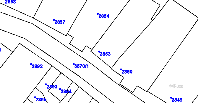 Parcela st. 2853 v KÚ Vyškov, Katastrální mapa