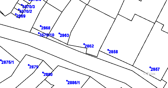 Parcela st. 2862 v KÚ Vyškov, Katastrální mapa