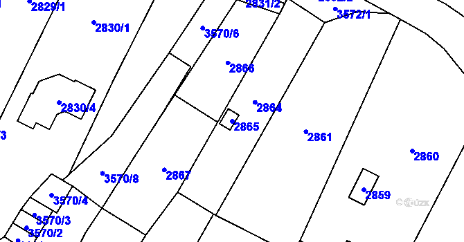 Parcela st. 2865 v KÚ Vyškov, Katastrální mapa