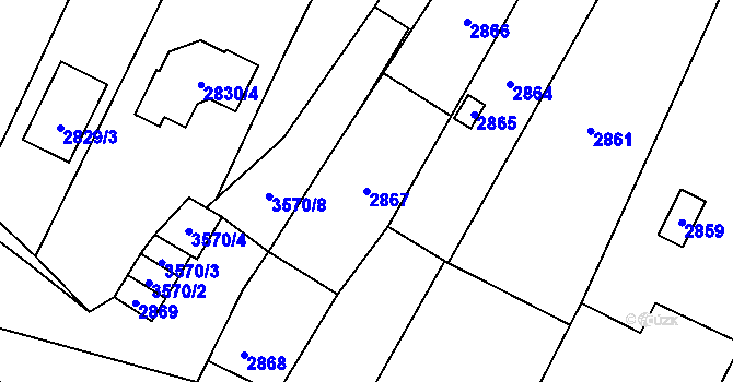 Parcela st. 2867 v KÚ Vyškov, Katastrální mapa