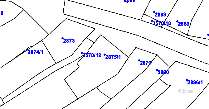 Parcela st. 2875/1 v KÚ Vyškov, Katastrální mapa