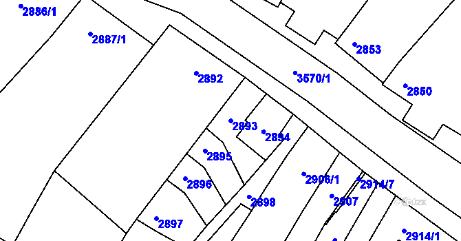 Parcela st. 2893 v KÚ Vyškov, Katastrální mapa