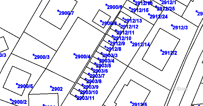 Parcela st. 2903/3 v KÚ Vyškov, Katastrální mapa