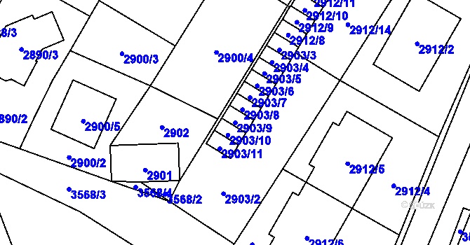 Parcela st. 2903/9 v KÚ Vyškov, Katastrální mapa