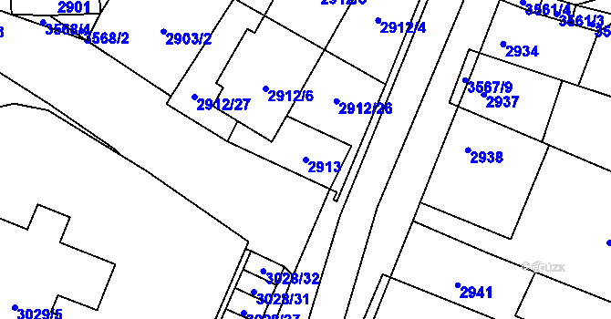 Parcela st. 2913 v KÚ Vyškov, Katastrální mapa