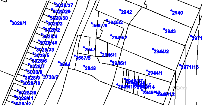 Parcela st. 2946/1 v KÚ Vyškov, Katastrální mapa