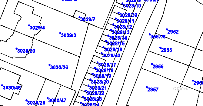 Parcela st. 3028/40 v KÚ Vyškov, Katastrální mapa