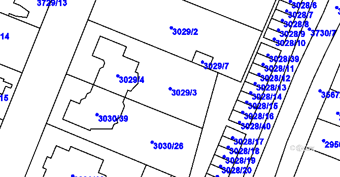 Parcela st. 3029/3 v KÚ Vyškov, Katastrální mapa
