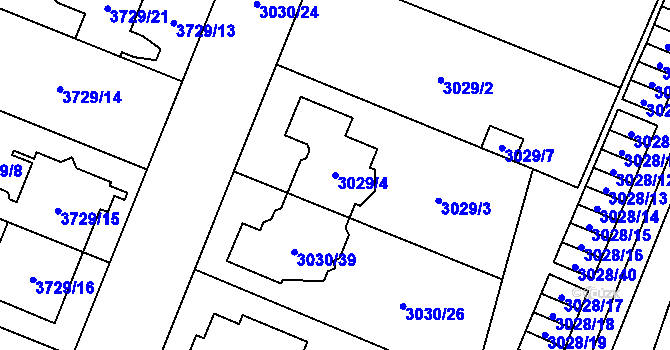 Parcela st. 3029/4 v KÚ Vyškov, Katastrální mapa