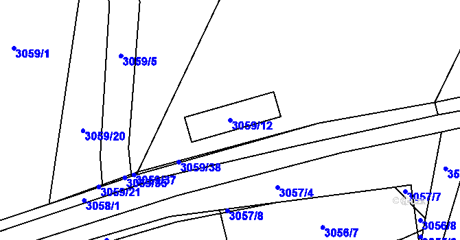 Parcela st. 3059/12 v KÚ Vyškov, Katastrální mapa