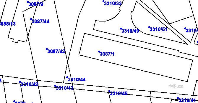 Parcela st. 3087/1 v KÚ Vyškov, Katastrální mapa