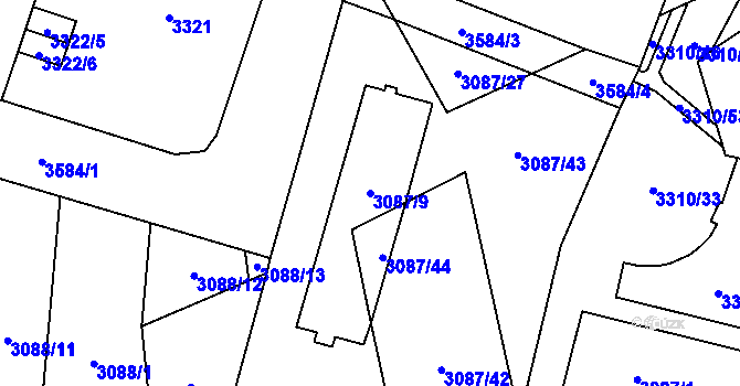 Parcela st. 3087/9 v KÚ Vyškov, Katastrální mapa