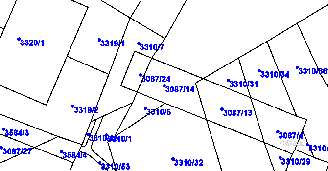 Parcela st. 3087/14 v KÚ Vyškov, Katastrální mapa