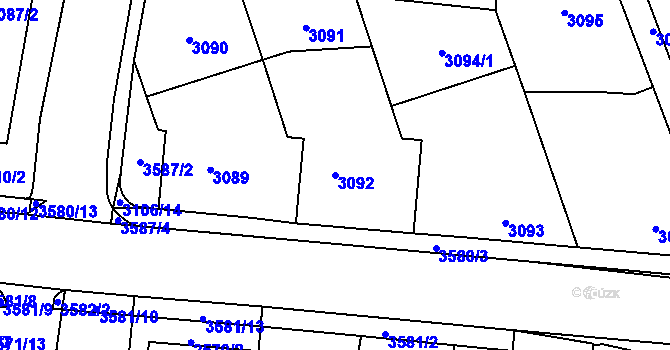 Parcela st. 3092 v KÚ Vyškov, Katastrální mapa