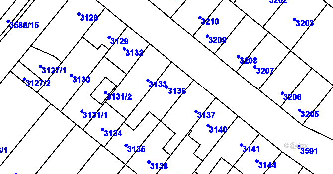 Parcela st. 3136 v KÚ Vyškov, Katastrální mapa