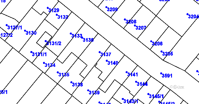 Parcela st. 3137 v KÚ Vyškov, Katastrální mapa