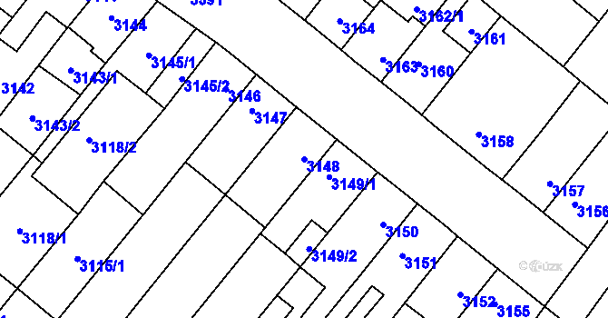 Parcela st. 3148 v KÚ Vyškov, Katastrální mapa