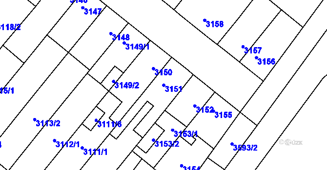 Parcela st. 3151 v KÚ Vyškov, Katastrální mapa