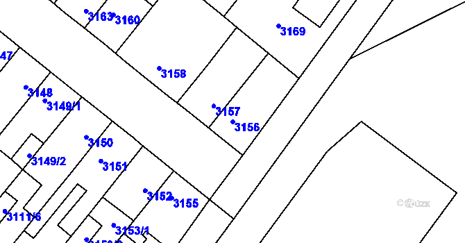 Parcela st. 3156 v KÚ Vyškov, Katastrální mapa