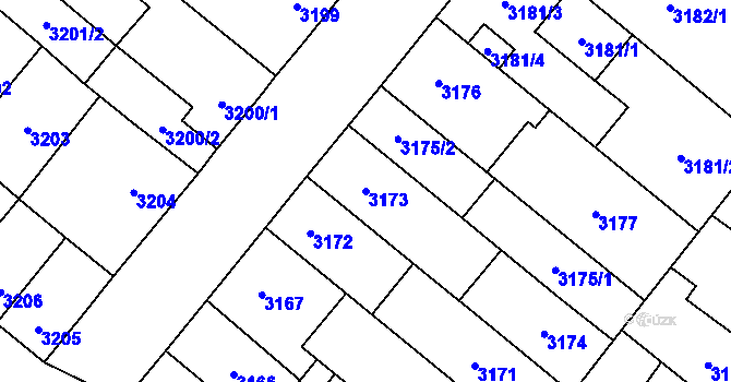 Parcela st. 3173 v KÚ Vyškov, Katastrální mapa