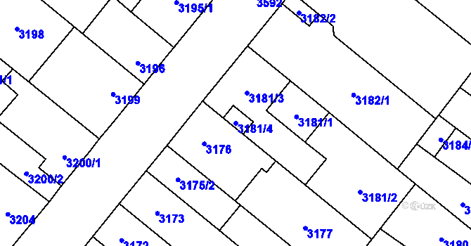Parcela st. 3181/4 v KÚ Vyškov, Katastrální mapa