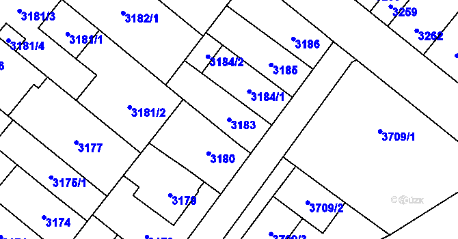 Parcela st. 3183 v KÚ Vyškov, Katastrální mapa