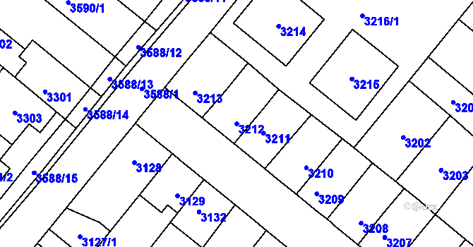 Parcela st. 3212 v KÚ Vyškov, Katastrální mapa